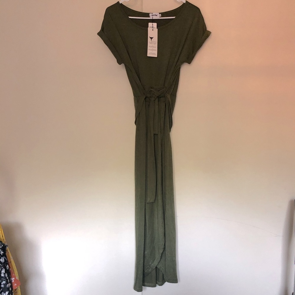 Green jersey wrap dress, size S